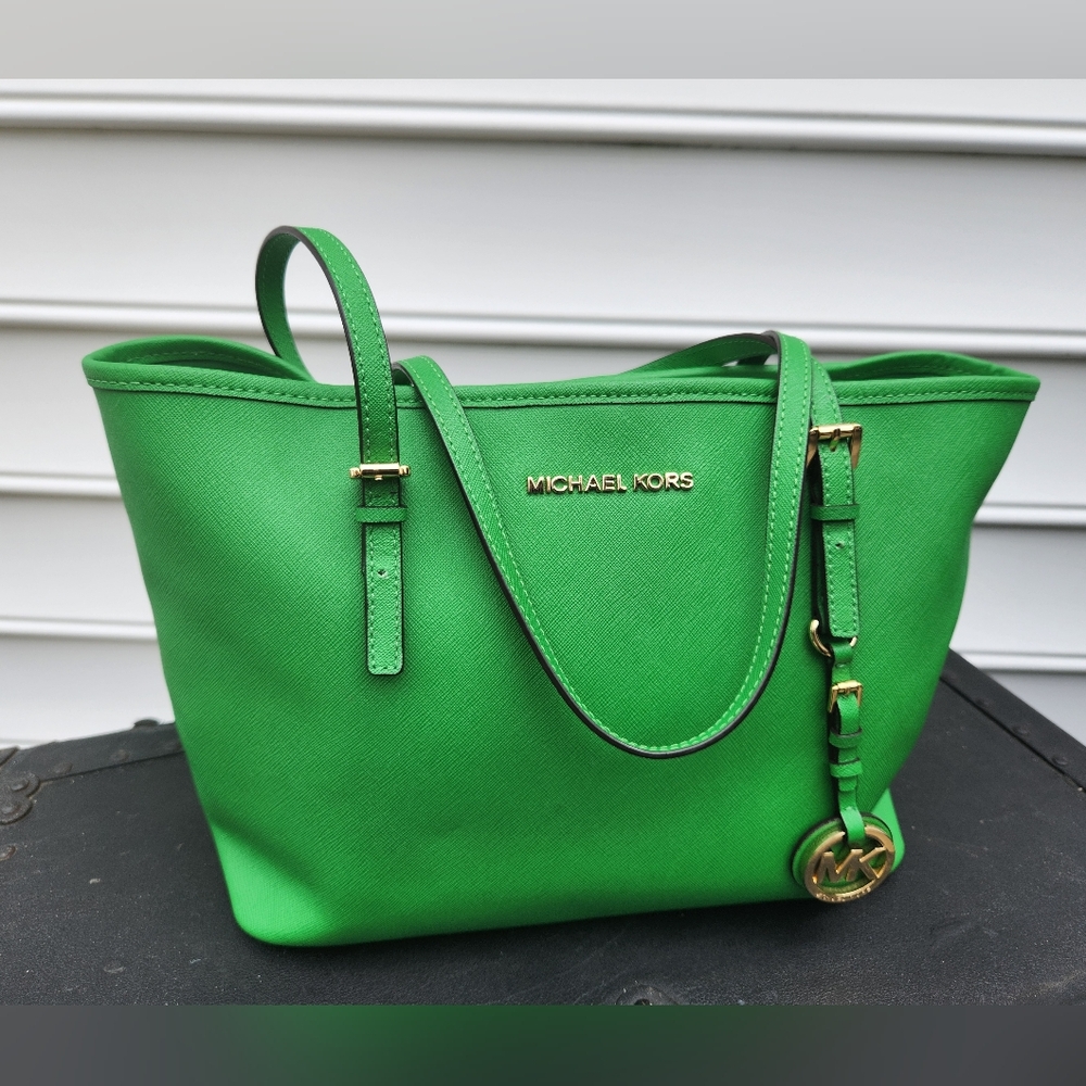 Michael Kors Green Saffiano Leather Tote